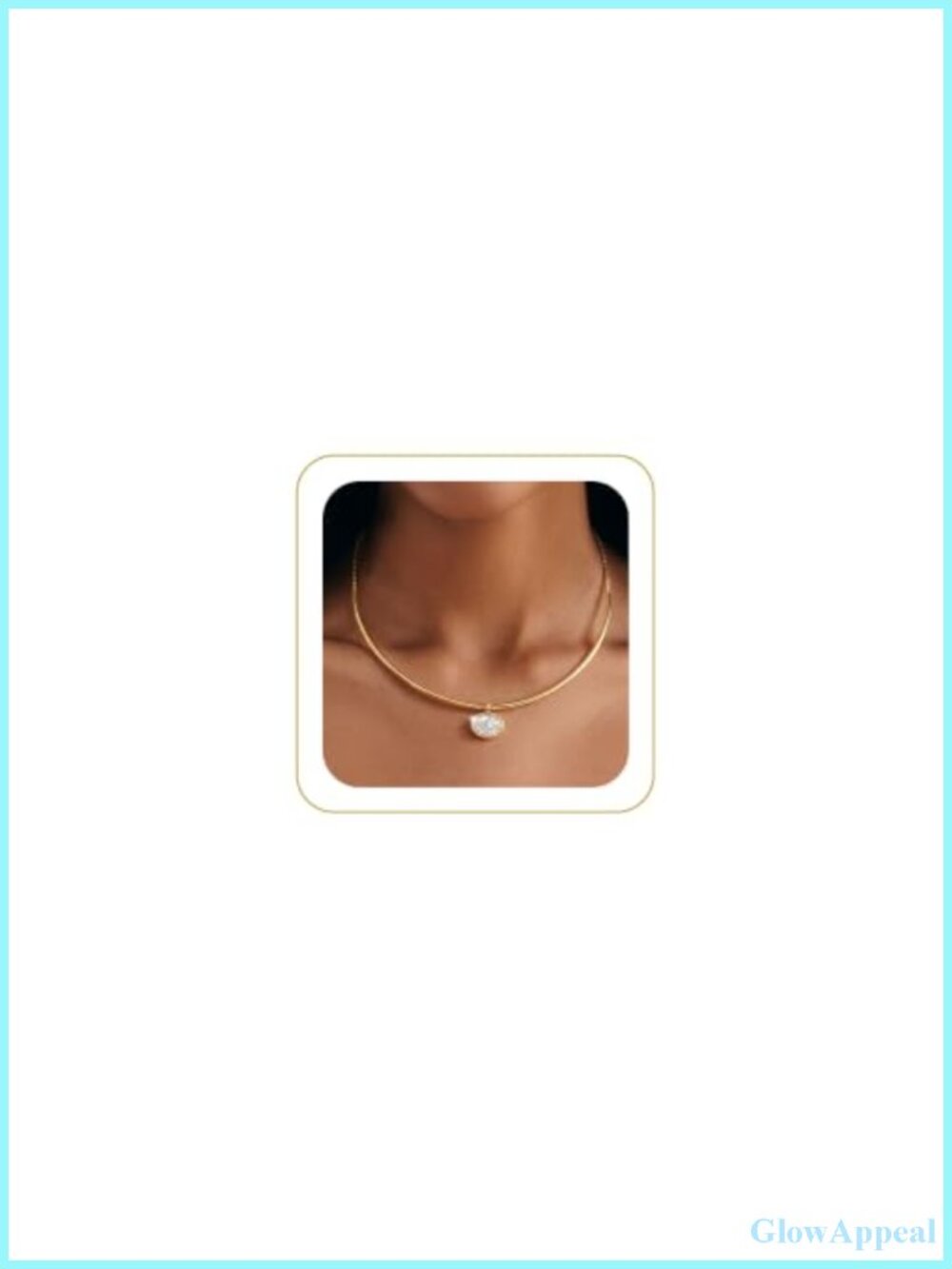 Gold Plated Cubic Zirconia Pendant Choker Necklace for Women